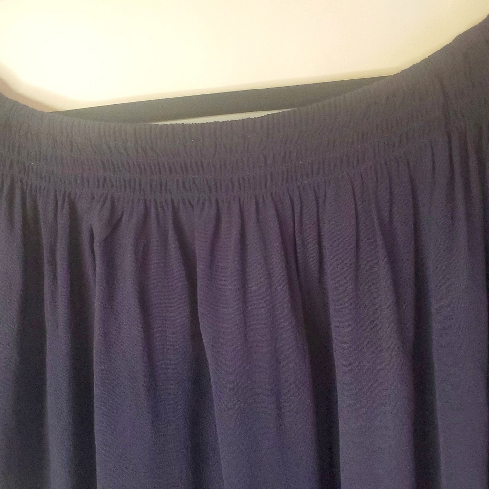 Loft, Size L, Navy off the shoulder,  Raton S/Sl dress, white front embroidery - Picture 6 of 8